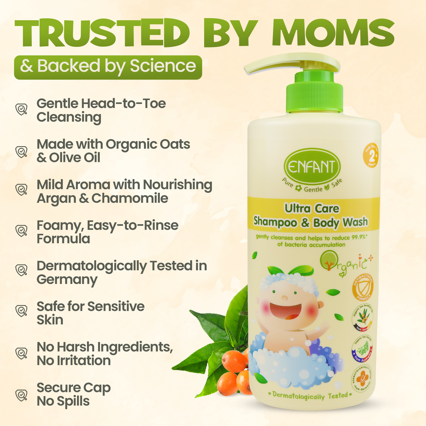 شامبو وغسول للجسم ألترا كير عضوي بلس من إنفانت، 500 مل