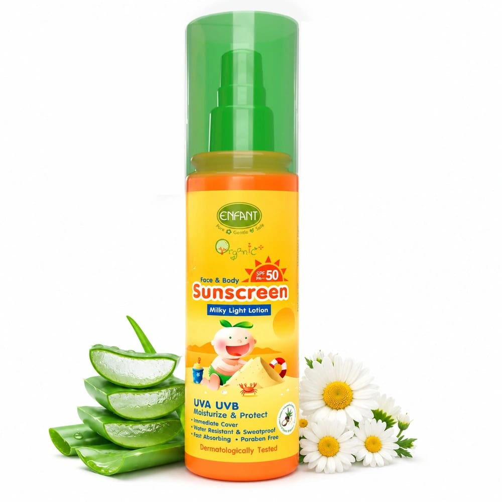 واقي شمس عضوي للأطفال من إنفانت SPF50 PA++++ – لوشن حماية للوجه والجسم 70 مل