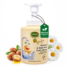 Enfant Organic Shampoo & Body Wash Foam Mousse for Babies with Argan Oil & Chamomile – Tear-Free 2-in-1 Bath Wash 400ml
