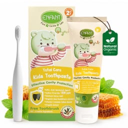 Enfant Organic Total Care Kids Toothpaste with Fluoride – Apple Kiwi Mint Cavity Protection, 2 Years+