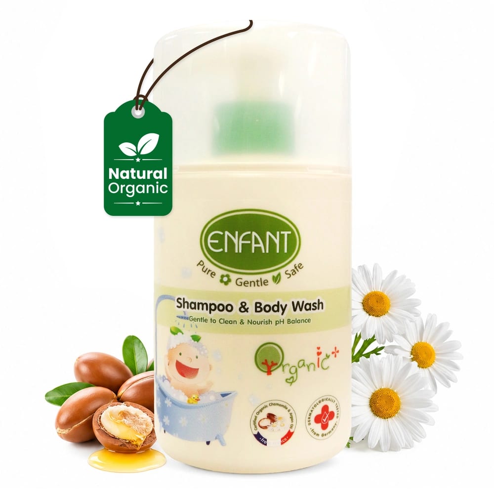 Enfant Organic Shampoo & Body Wash for Babies with Oat & Olive Oil – Gentle 2-in-1 Bath Wash 300ml