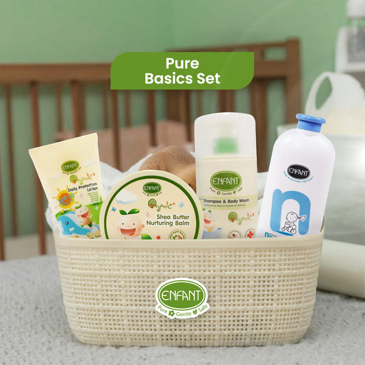 مجموعة ENFANT Pure Basics - مجموعة أساسية للعناية بنظافة حديثي الولادة (خالية من السموم)