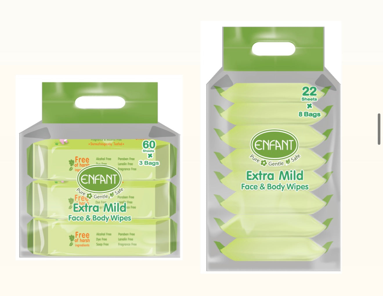 ENFANT Organic Plus Extra Mild Baby Wipes – 99% Pure Water & Plant-Based Face & Body Wipes (Fragrance-Free)