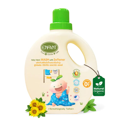 غسول إنفانت اللطيف لأقمشة الأطفال مع منعم 2 في 1 - نباتي وآمن لبشرة الأطفال حديثي الولادة الحساسة
