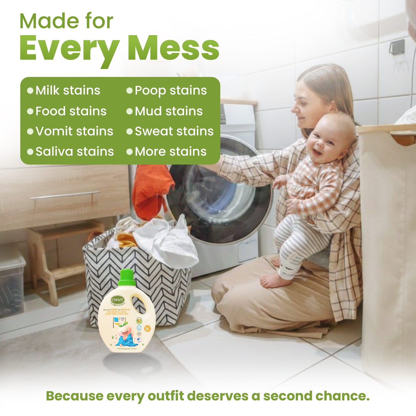 غسول إنفانت اللطيف لأقمشة الأطفال مع منعم 2 في 1 - نباتي وآمن لبشرة الأطفال حديثي الولادة الحساسة